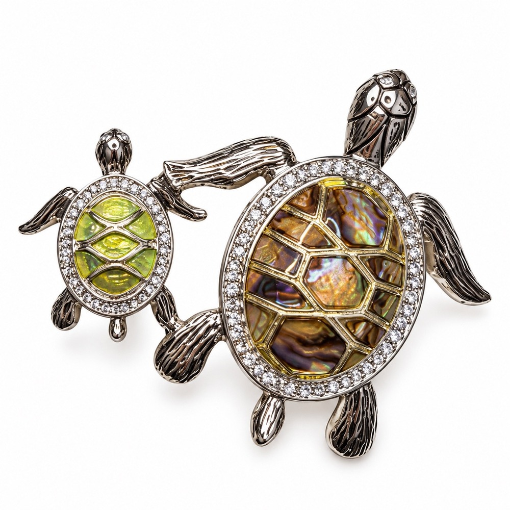 Napier Silver Tone Multi Color Turtle Brooch